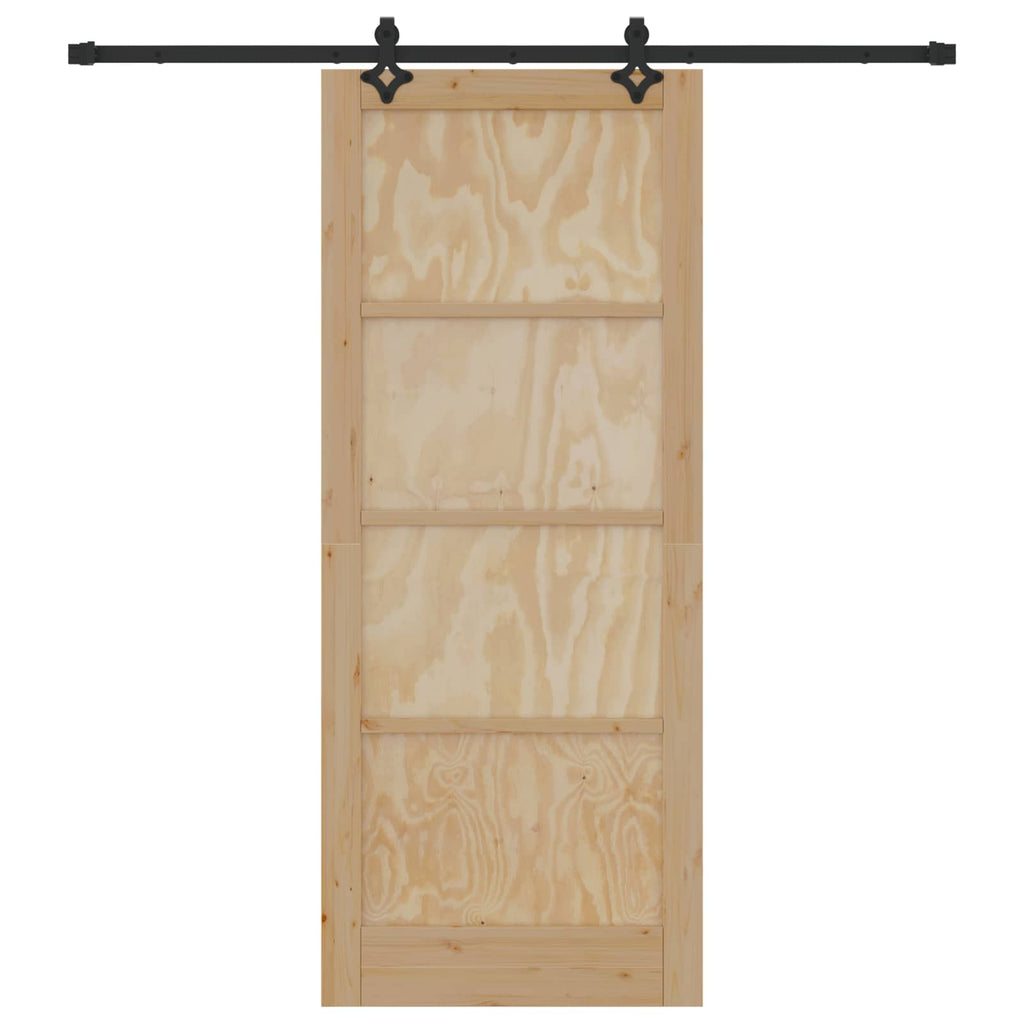 Porta scorrevole in legno di pino naturale e nero 86 x 211 cm