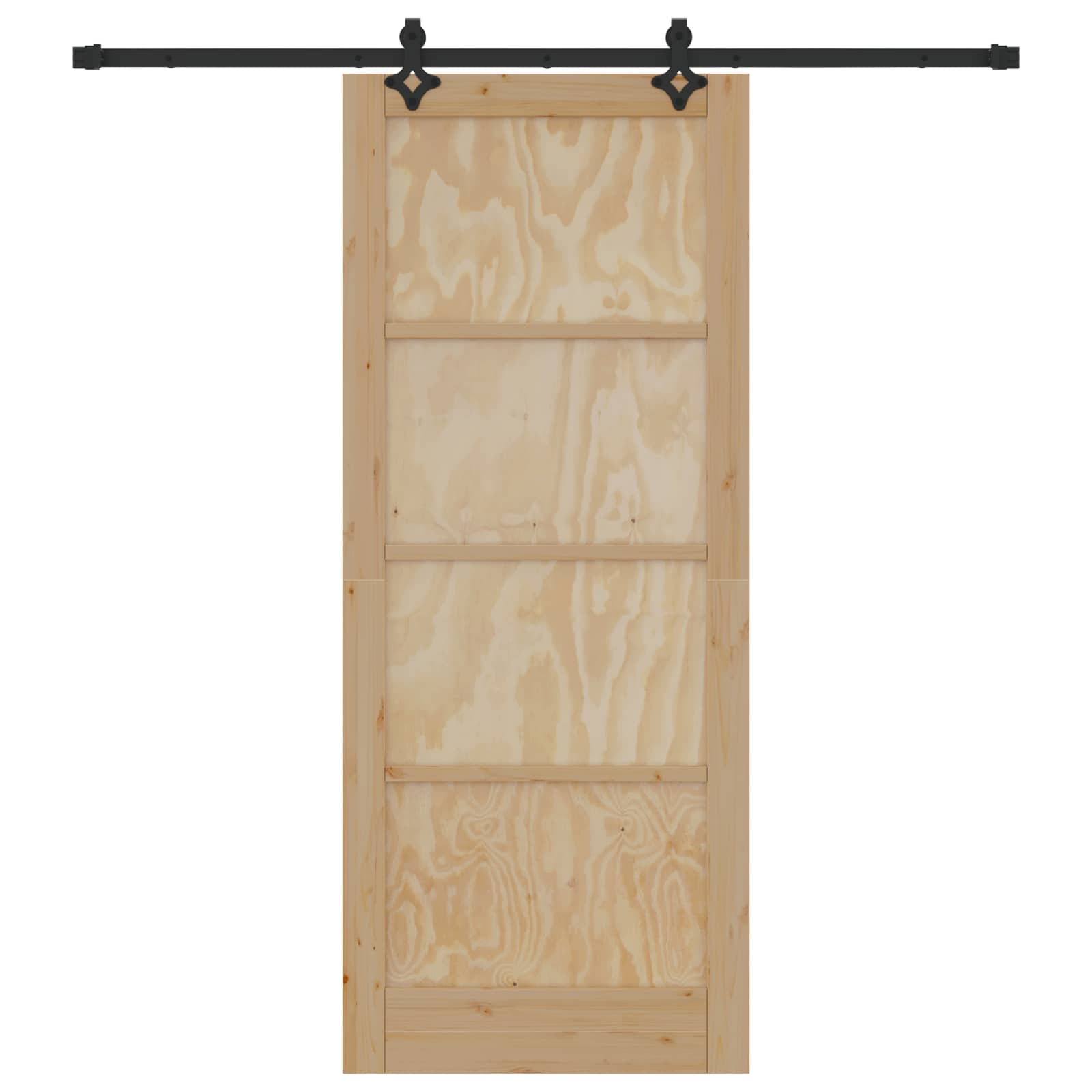 Porta scorrevole in legno di pino naturale e nero 86 x 211 cm