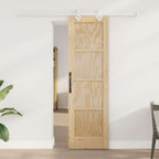 Porta scorrevole in legno di pino naturale e bianco 61 x 198,5 cm