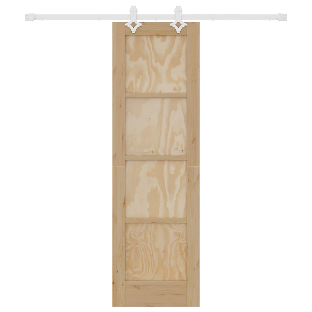 Porta scorrevole in legno di pino naturale e bianco 61 x 198,5 cm