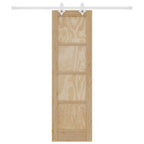 Porta scorrevole in legno di pino naturale e bianco 61 x 198,5 cm