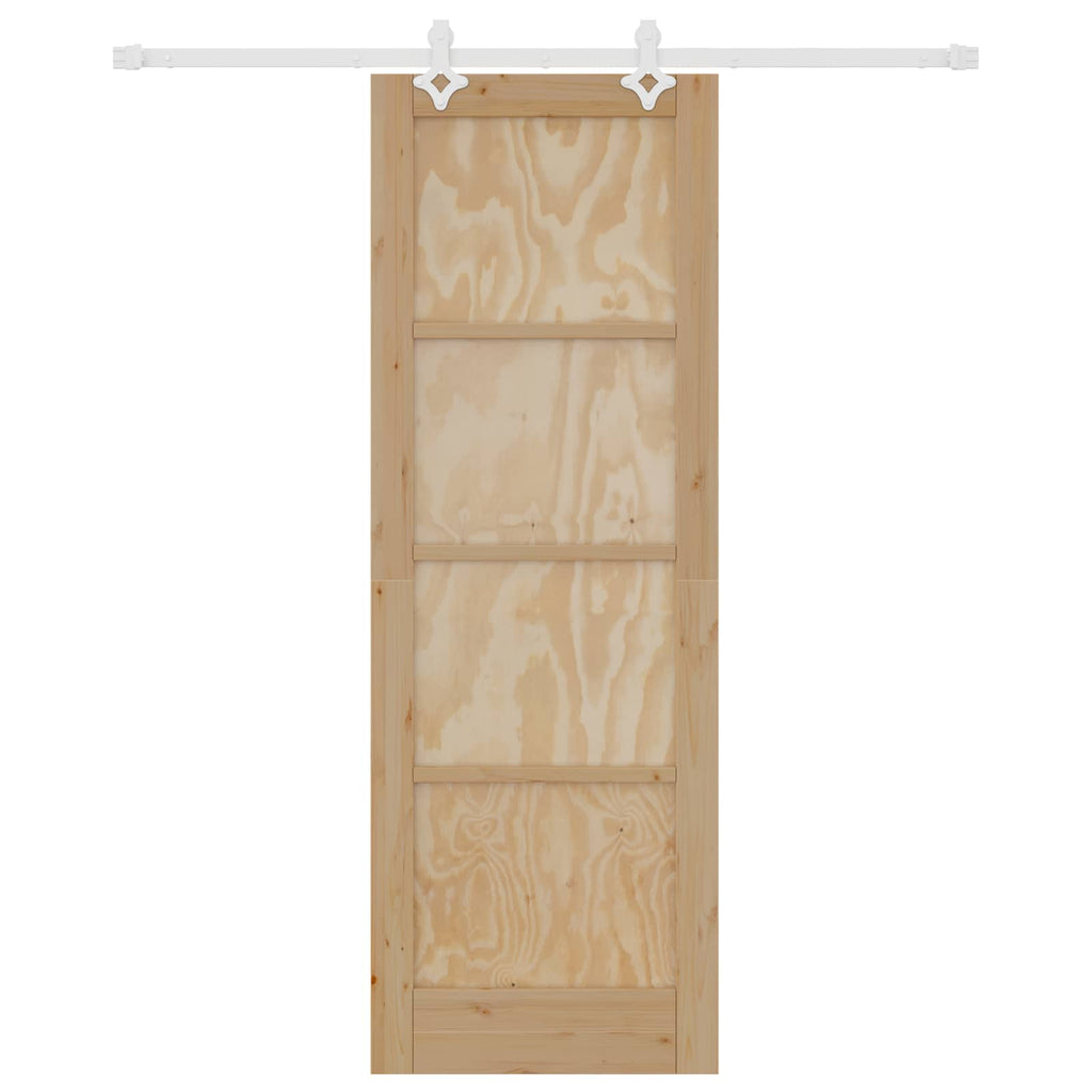 Porta scorrevole in legno di pino naturale e bianco 73,5 x 211 cm