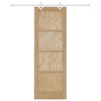 Porta scorrevole in legno di pino naturale e bianco 73,5 x 211 cm