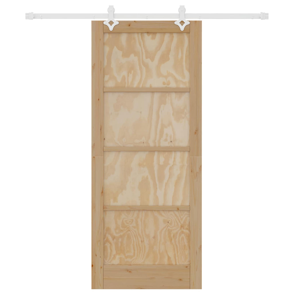 Porta scorrevole legno pino naturale e bianco 83 x 202 cm