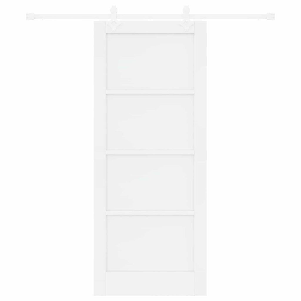 Porta Scorrevole Bianco 83 x 202 cm Legno Massello di Pino