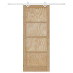 Porta scorrevole in legno di pino naturale e bianco 83 x 211 cm