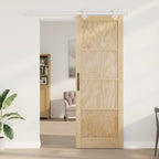 Porta scorrevole legno pino naturale e bianco 83 x 232 cm