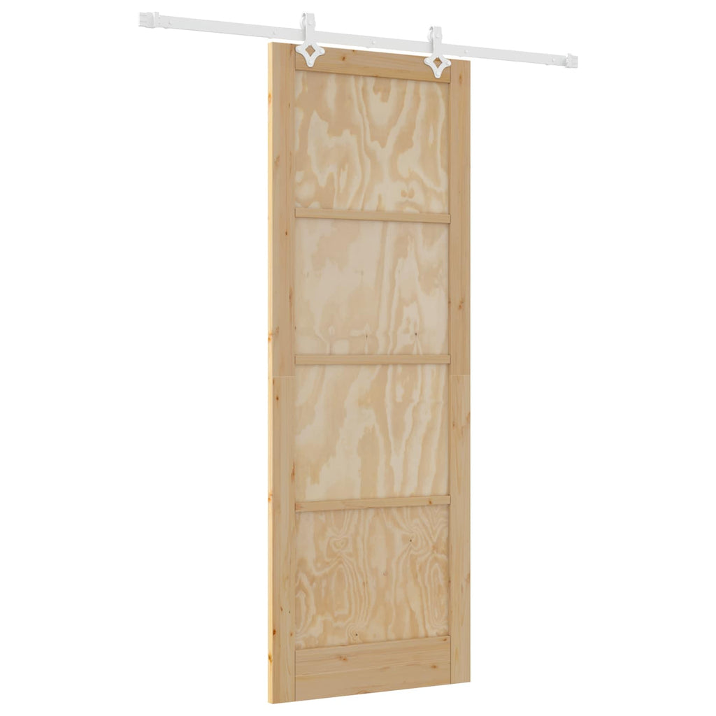 Porta scorrevole legno pino naturale e bianco 83 x 232 cm