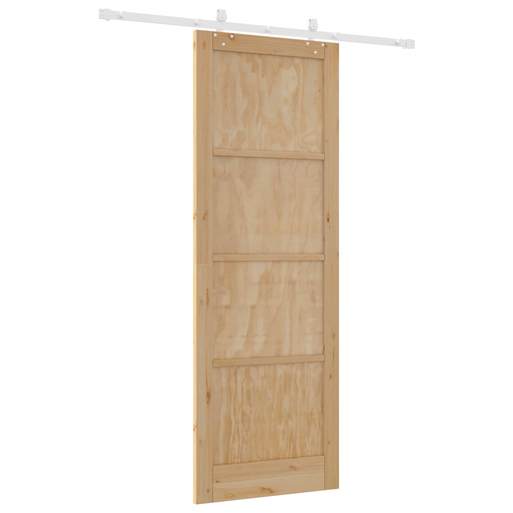 Porta scorrevole legno pino naturale e bianco 83 x 232 cm
