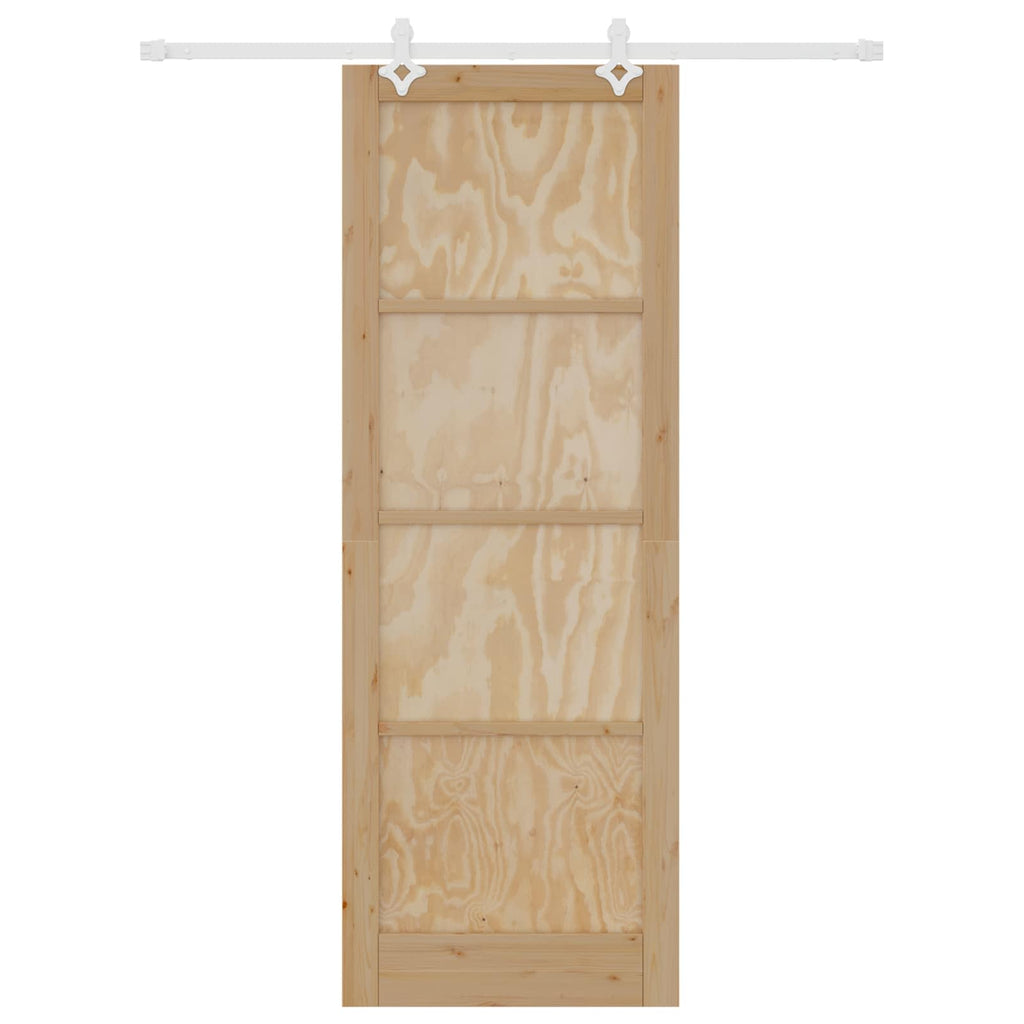 Porta scorrevole legno pino naturale e bianco 83 x 232 cm