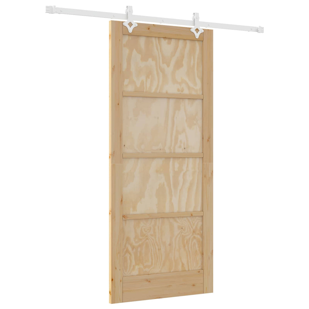 Porta scorrevole in legno di pino Naturale e Bianco 86 x 198,5 cm