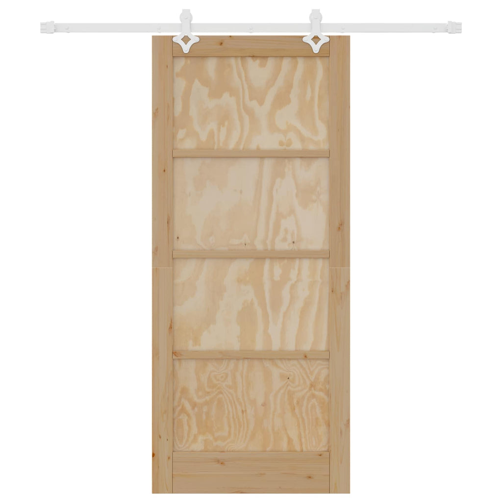 Porta scorrevole in legno di pino Naturale e Bianco 86 x 198,5 cm