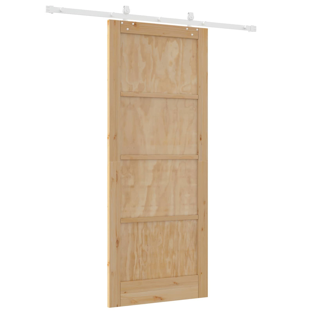 Porta scorrevole in legno di pino naturale e bianco 86 x 211 cm