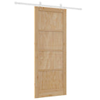 Porta scorrevole in legno di pino naturale e bianco 86 x 211 cm