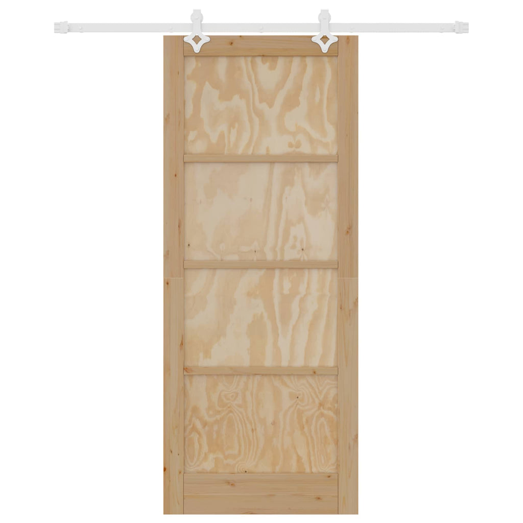 Porta scorrevole in legno di pino naturale e bianco 86 x 211 cm