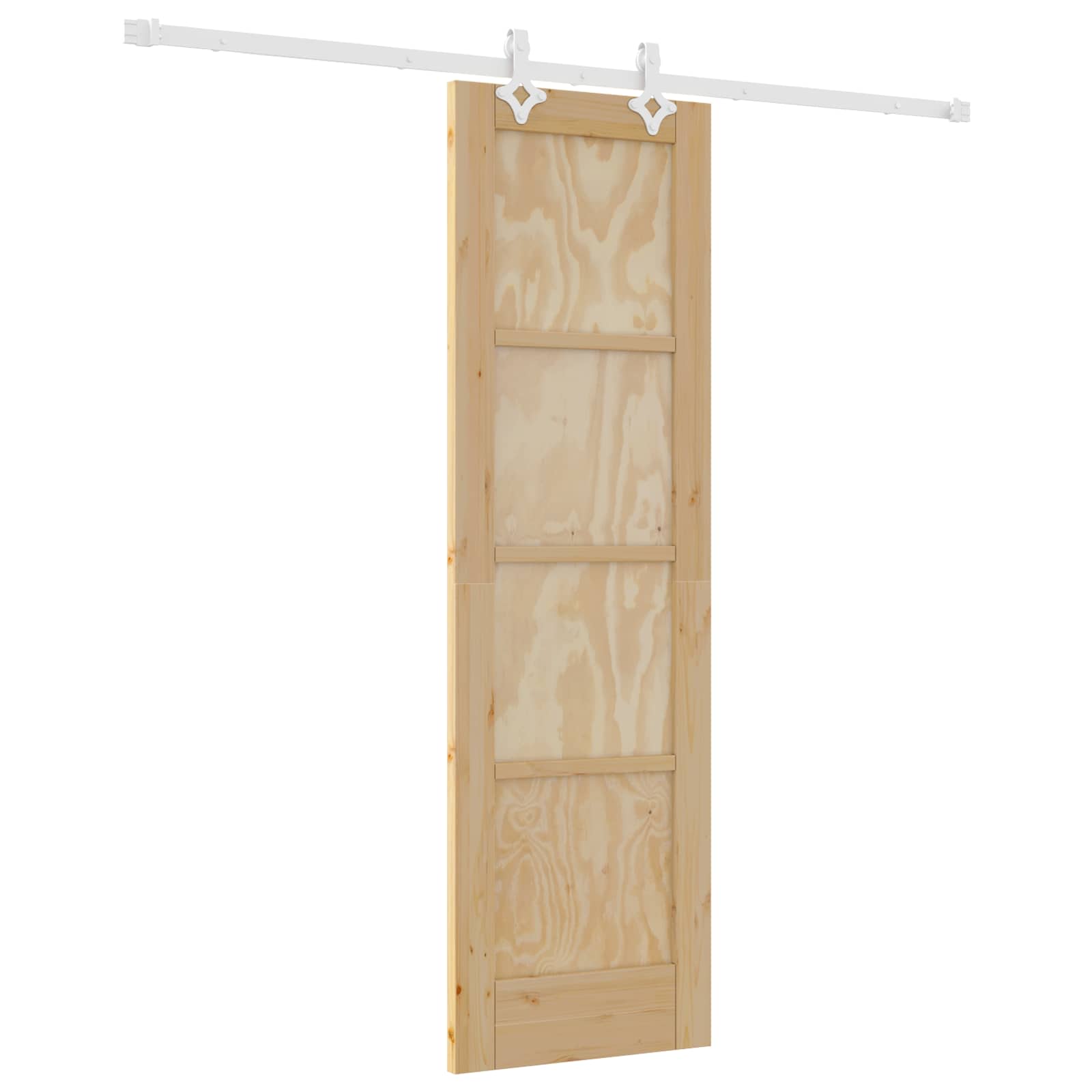 Porta scorrevole in legno di pino naturale e bianco 61 x 198,5 cm