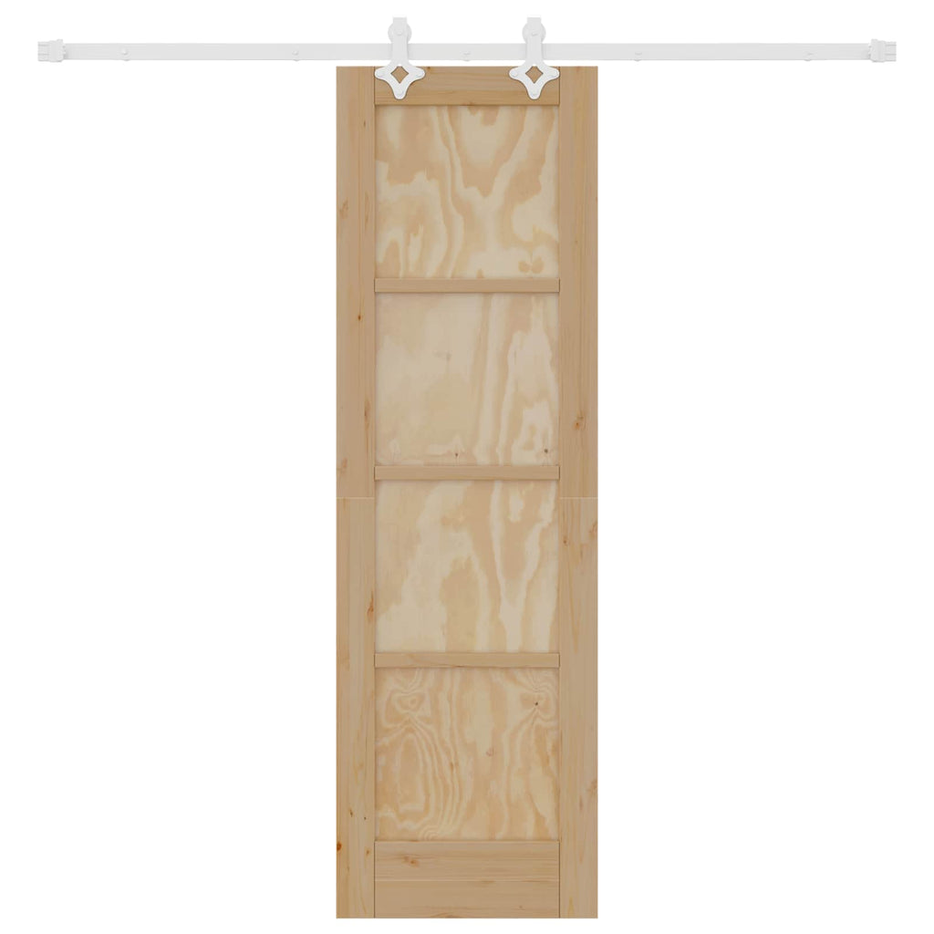 Porta scorrevole in legno di pino naturale e bianco 61 x 198,5 cm