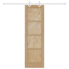 Porta scorrevole in legno di pino naturale e bianco 61 x 198,5 cm