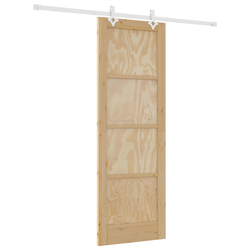 Porta scorrevole in legno di pino naturale e bianco 73,5 x 211 cm