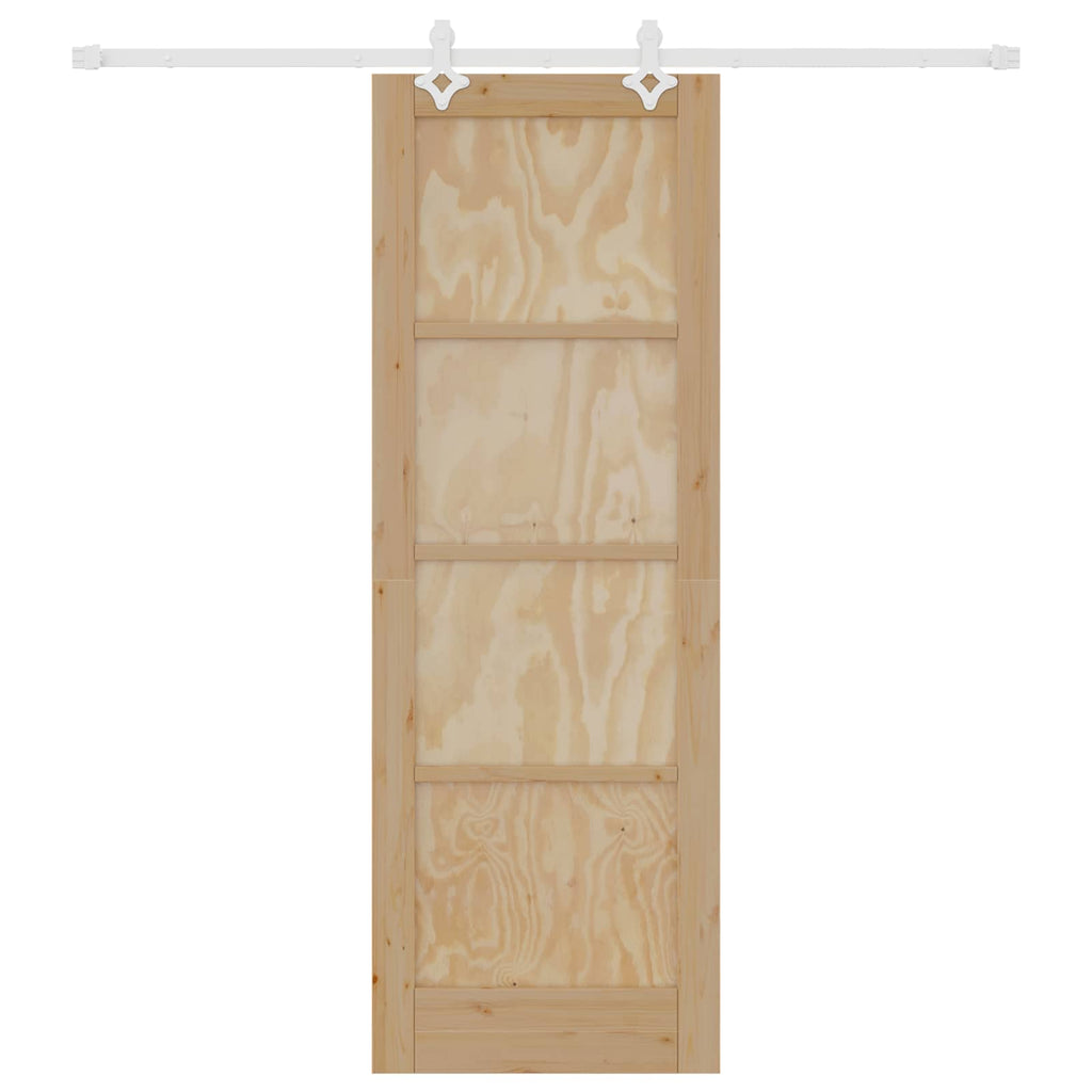 Porta scorrevole in legno di pino naturale e bianco 73,5 x 211 cm