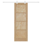 Porta scorrevole in legno di pino naturale e bianco 73,5 x 211 cm