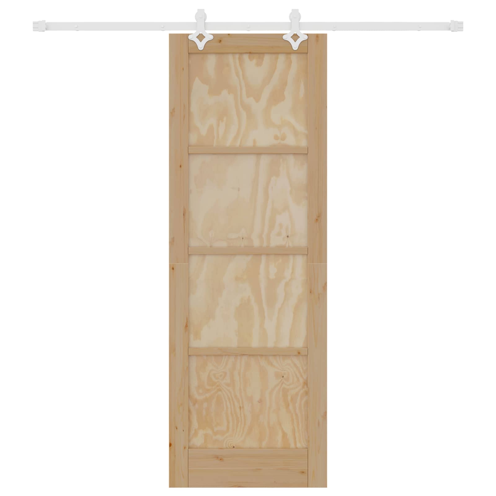 Porta scorrevole in legno di pino naturale e bianco 73,5 x 211 cm