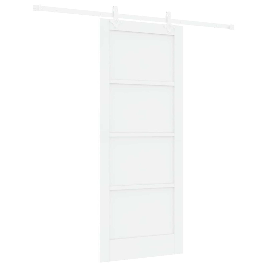 Porta Scorrevole Bianco 83 x 202 cm Legno Massello di Pino