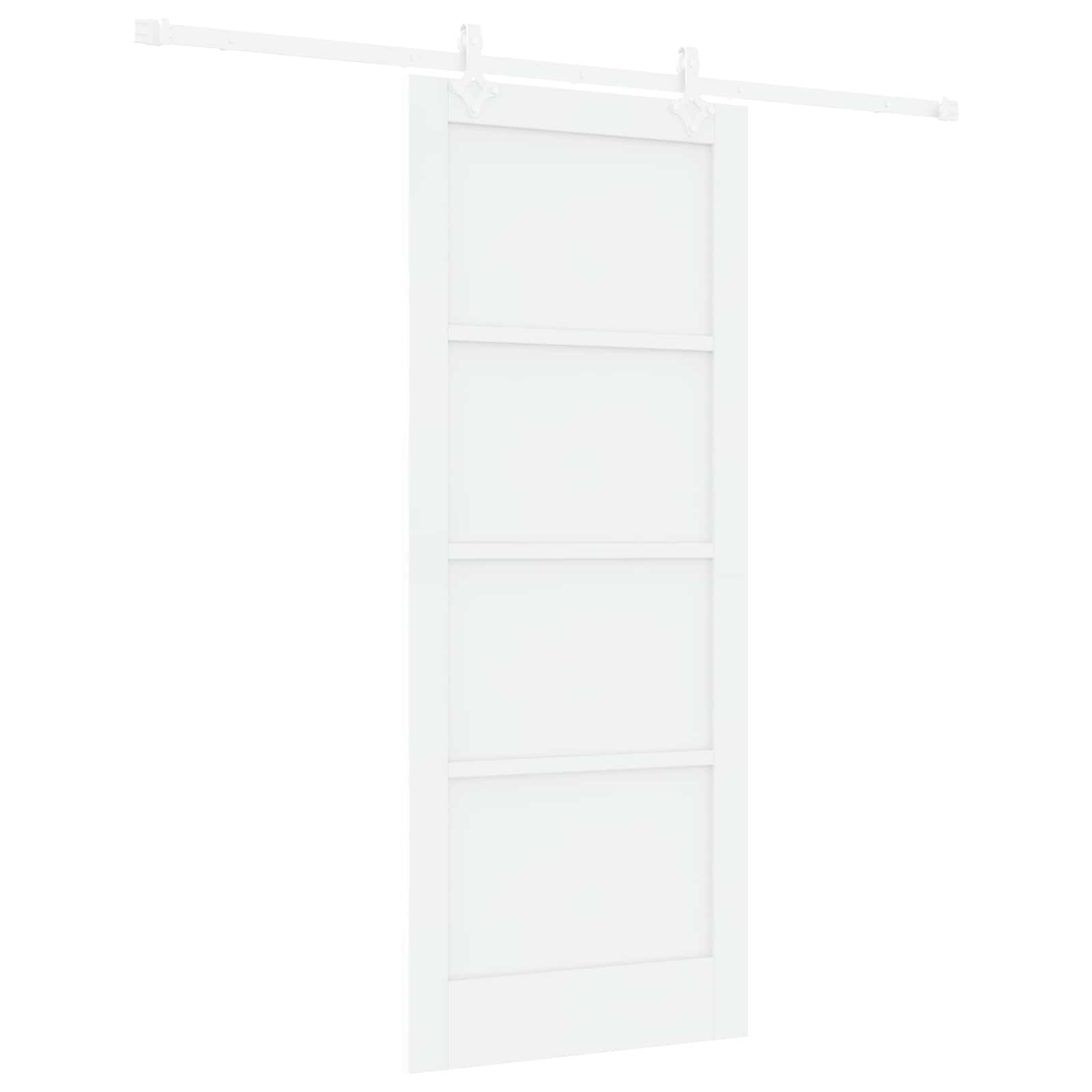 Porta Scorrevole Bianco 83 x 202 cm Legno Massello di Pino