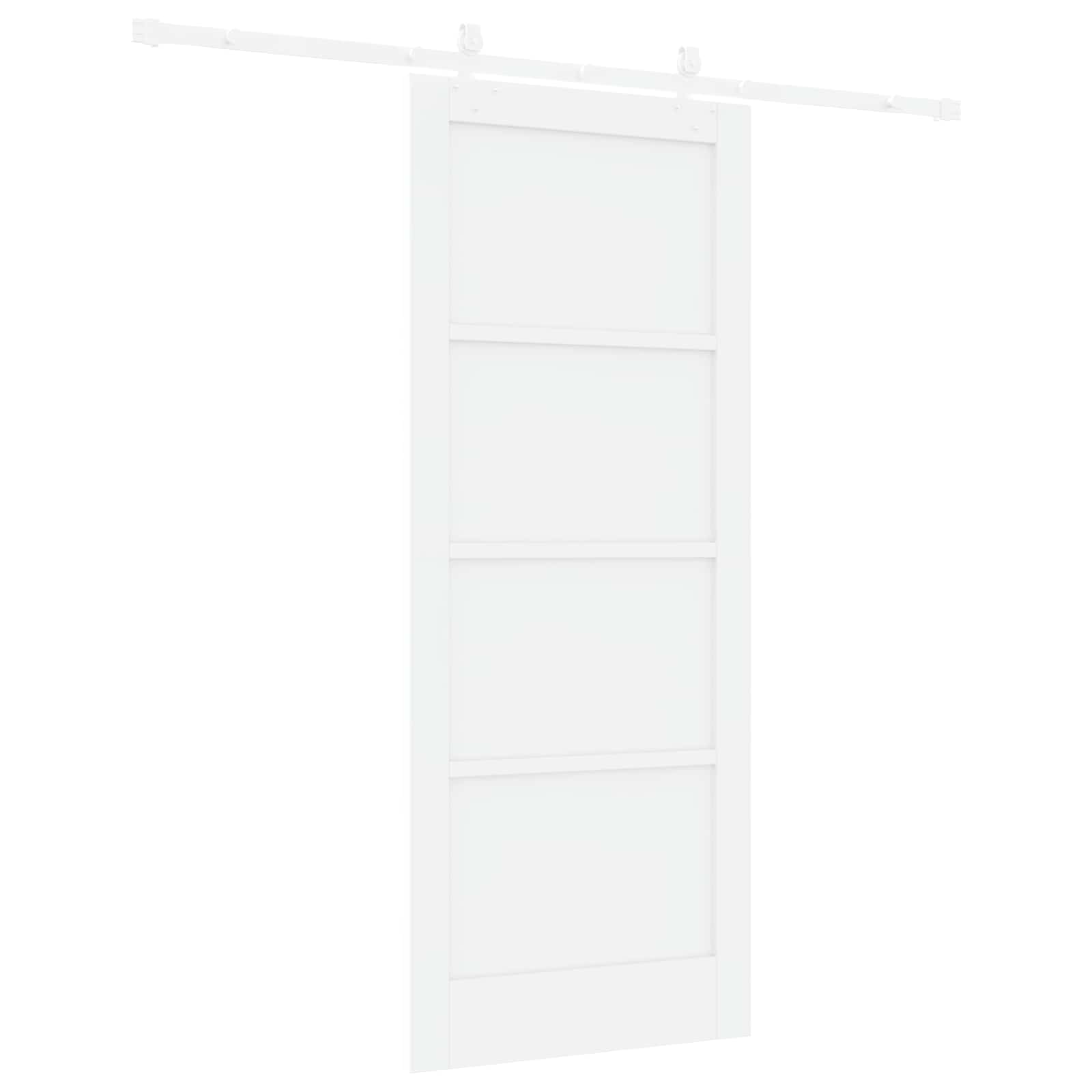 Porta Scorrevole Bianco 83 x 202 cm Legno Massello di Pino
