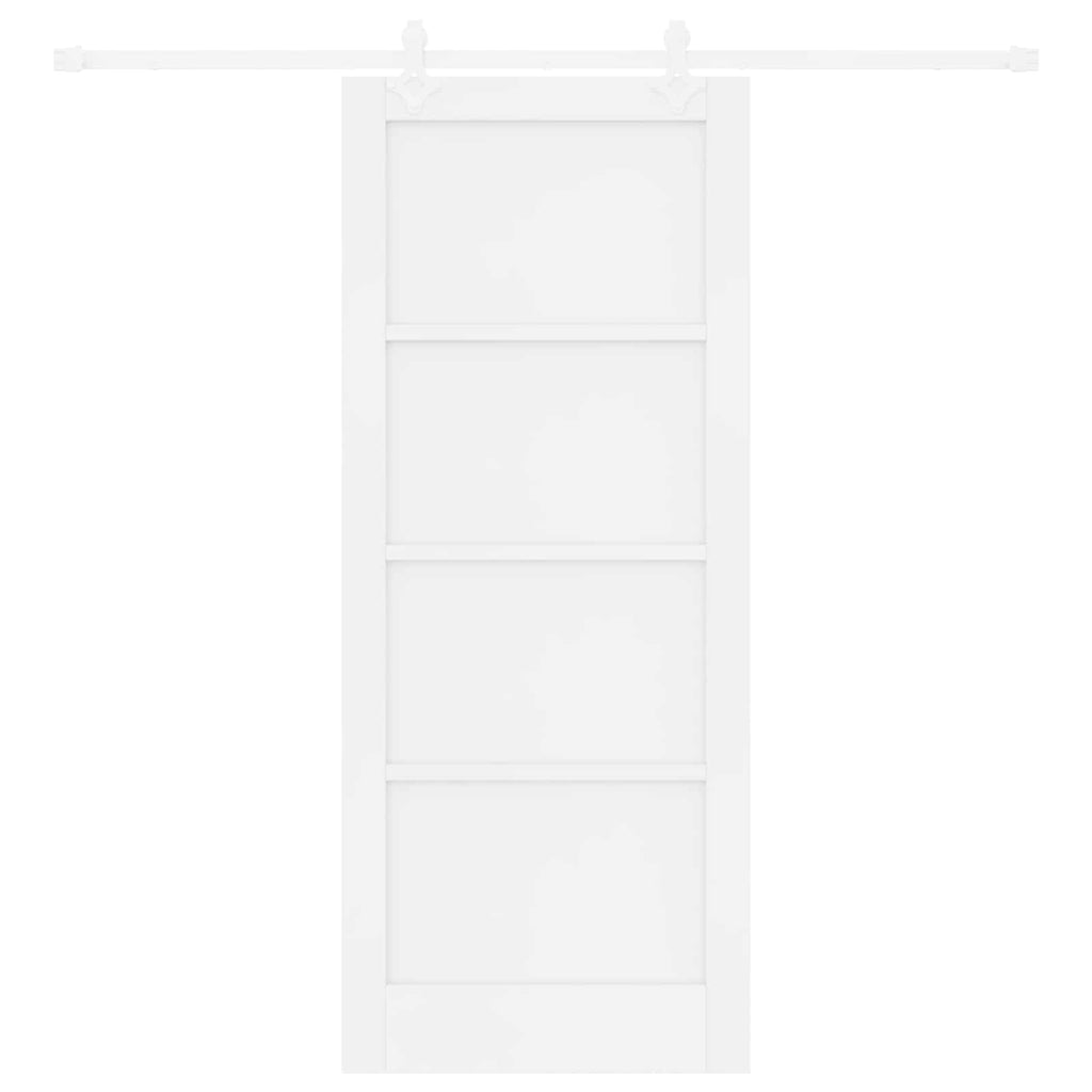 Porta Scorrevole Bianco 83 x 202 cm Legno Massello di Pino