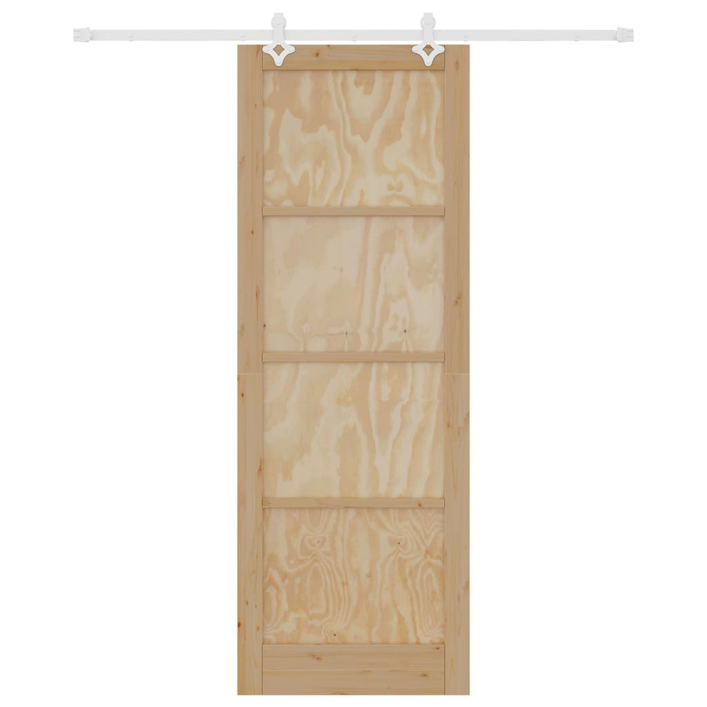 Porta scorrevole in legno di pino naturale e bianco 83 x 232 cm