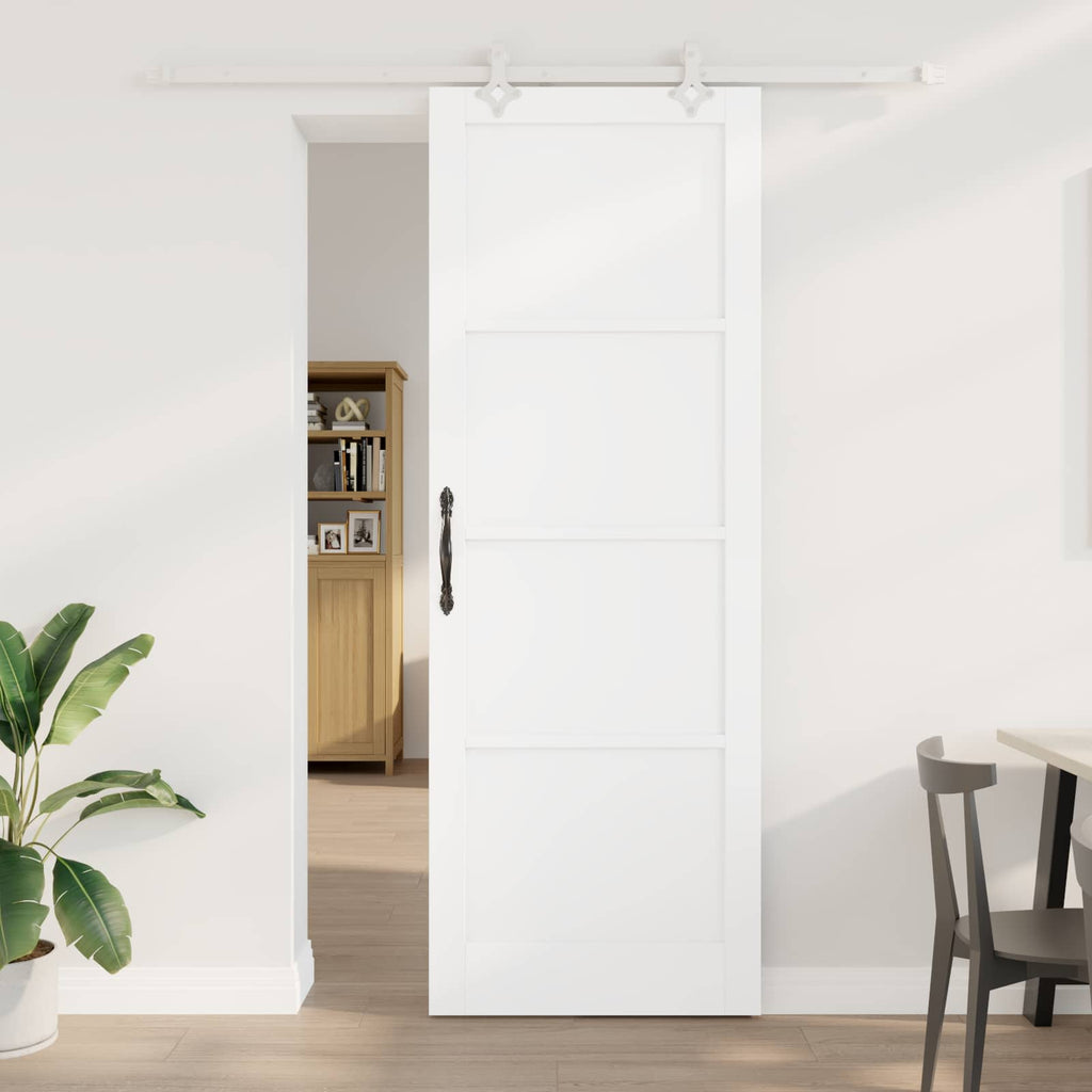 Porta scorrevole bianca 83 x 232 cm legno massello di pino
