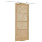 Porta scorrevole in legno di pino naturale e bianco 86 x 211 cm