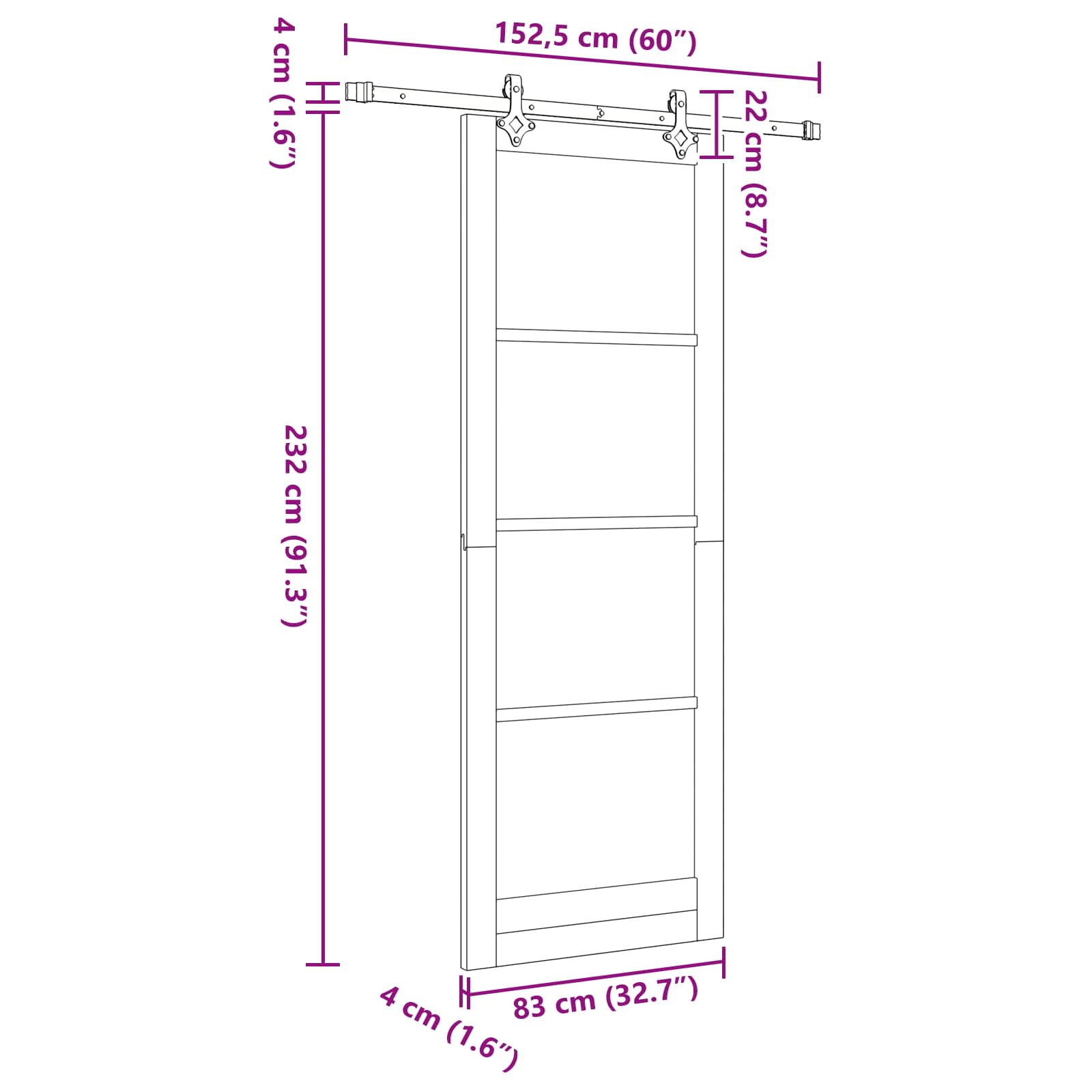 Porta scorrevole ORKDAL Naturale 83 x 232 cm