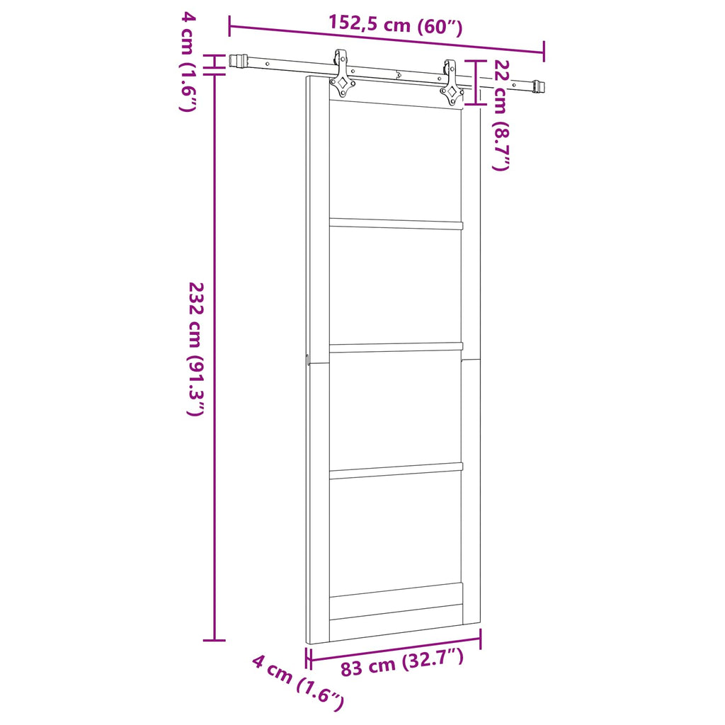 Porta scorrevole ORKDAL bianca 83 x 232 cm in legno di pino