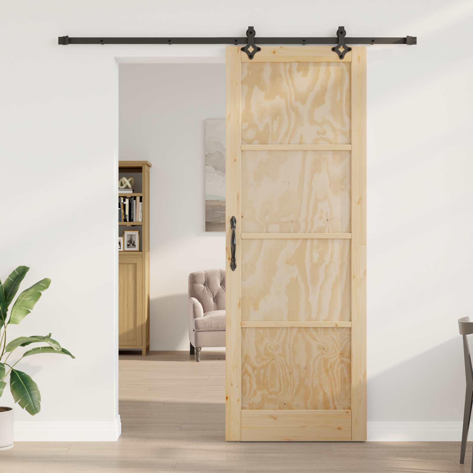 Porta scorrevole ORKDAL in legno di pino naturale 83 x 232 cm