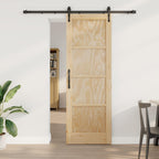 Porta Scorrevole ORKDAL Legno di Pino Naturale e Nero 73,5 x 211 cm