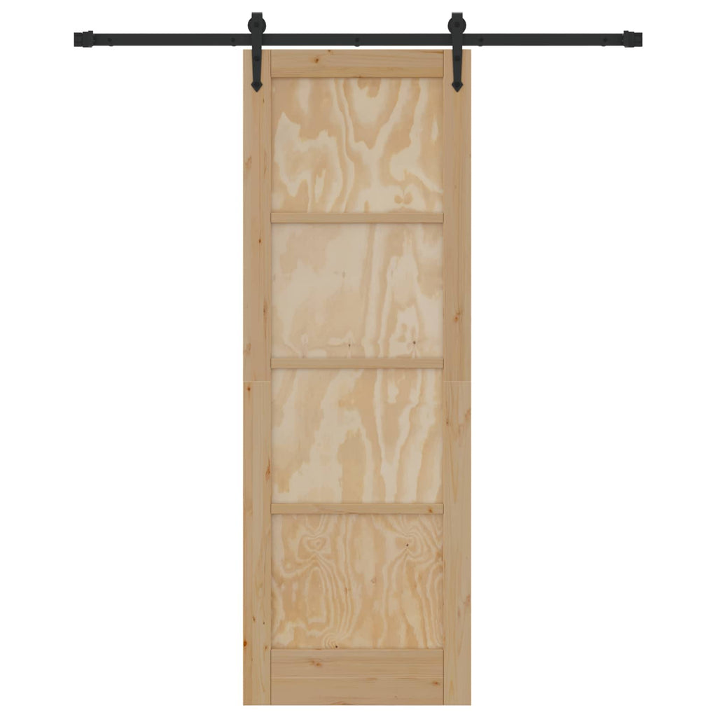 Porta Scorrevole ORKDAL Legno di Pino Naturale e Nero 73,5 x 211 cm