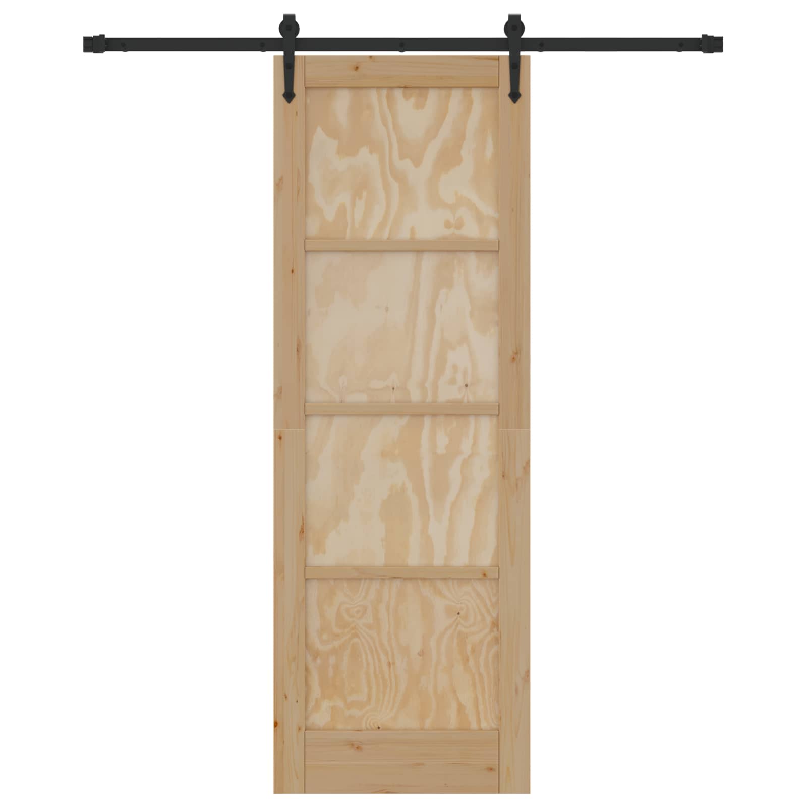 Porta Scorrevole ORKDAL Legno di Pino Naturale e Nero 73,5 x 211 cm