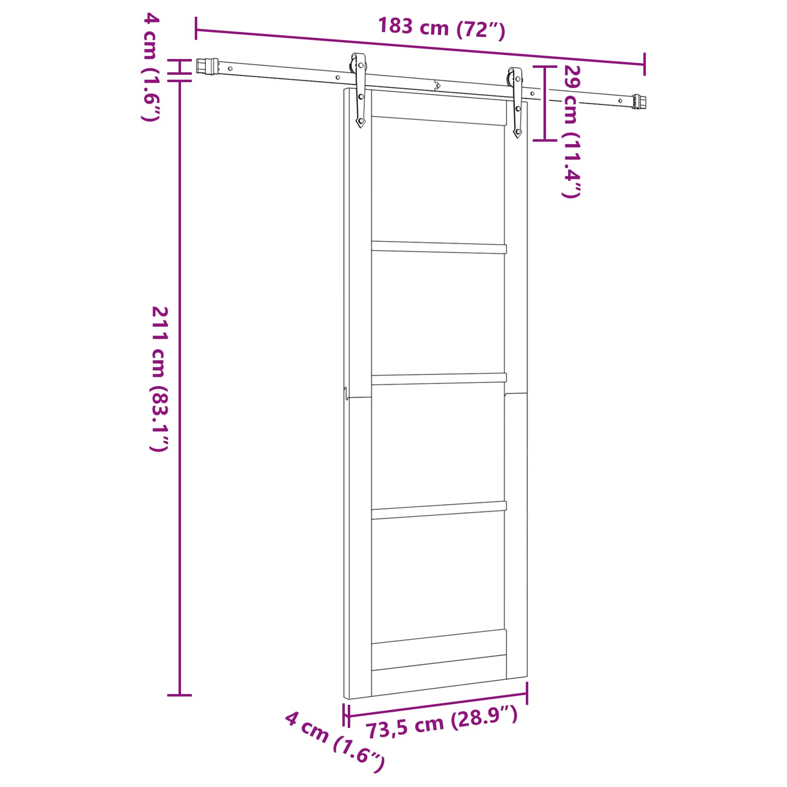 Porta Scorrevole ORKDAL Legno di Pino Naturale e Nero 73,5 x 211 cm