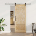 Porta Scorrevole ORKDAL Legno di Pino Naturale e Nero 83 x 202 cm