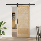 Porta Scorrevole ORKDAL Legno di Pino Naturale e Nero 83 x 202 cm