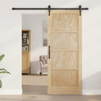 Porta Scorrevole ORKDAL Legno di Pino Naturale e Nero 83 x 202 cm