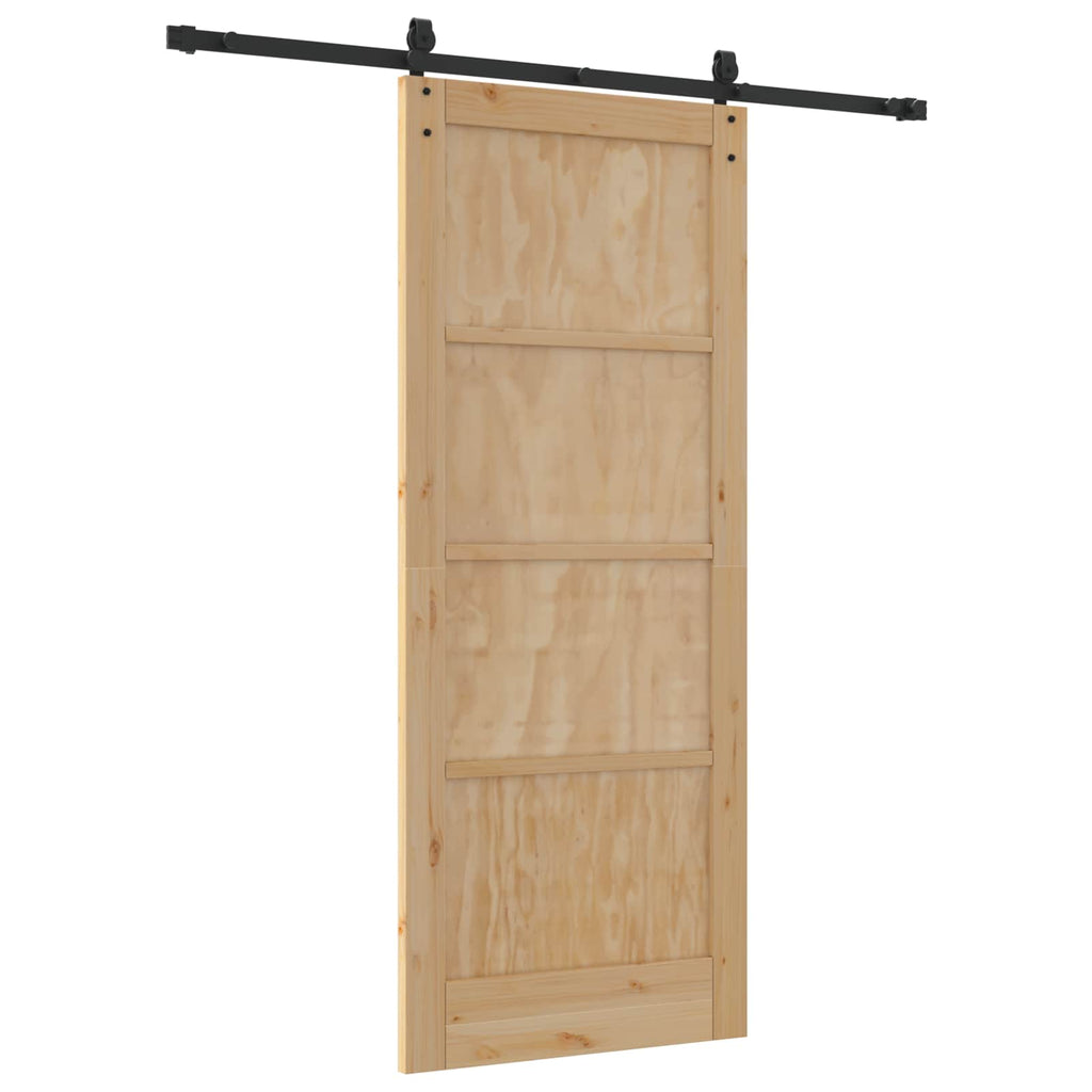 Porta Scorrevole ORKDAL Legno di Pino Naturale e Nero 83 x 202 cm