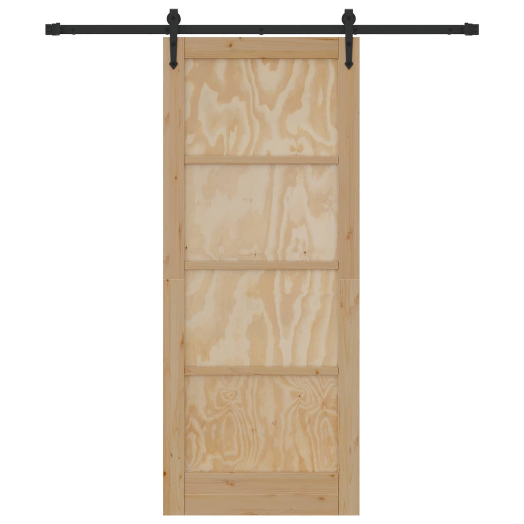 Porta Scorrevole ORKDAL Legno di Pino Naturale e Nero 83 x 202 cm