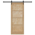 Porta Scorrevole ORKDAL Legno di Pino Naturale e Nero 83 x 202 cm