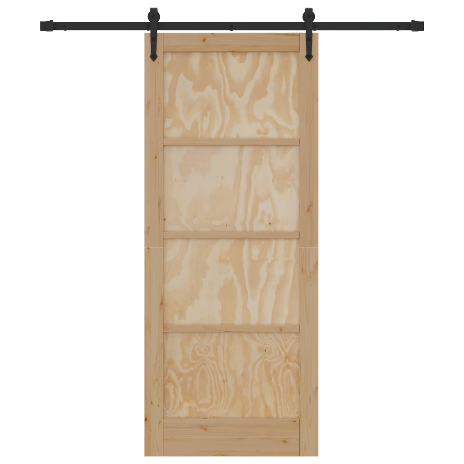 Porta Scorrevole ORKDAL Legno di Pino Naturale e Nero 83 x 202 cm