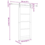 Porta Scorrevole ORKDAL Legno di Pino Naturale e Nero 83 x 202 cm