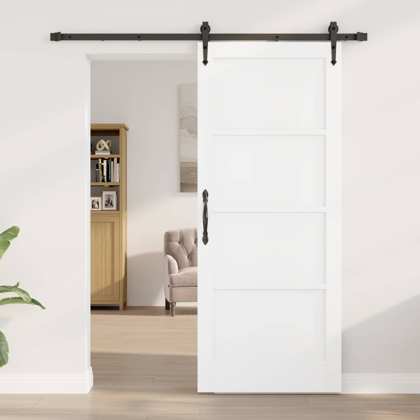 Porta scorrevole ORKDAL bianco e nero 83 x 202 cm