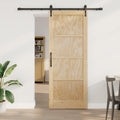 Porta scorrevole ORKDAL in legno di pino e acciaio - 83 x 211 cm - Naturale e Nero